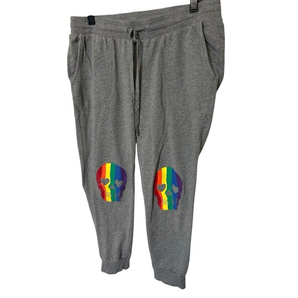 Torrid Rainbow Skull Gray French Terry Grey Cotton Jogger Sweatpants Size 0X - Picture 4 of 8